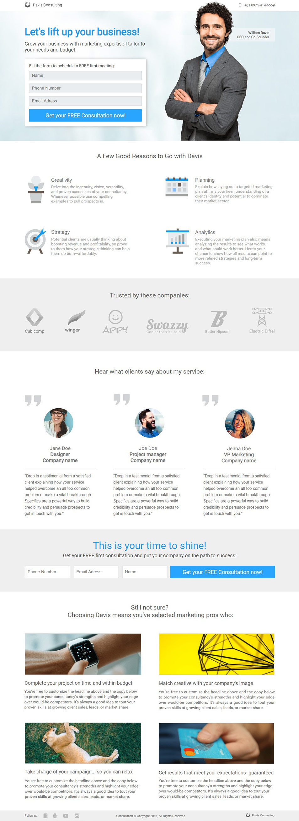 Landing page template: Business consultant