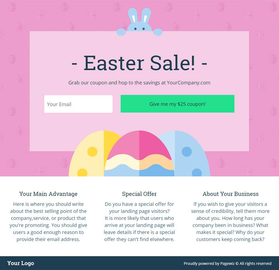 Landing page template: Easter Sale