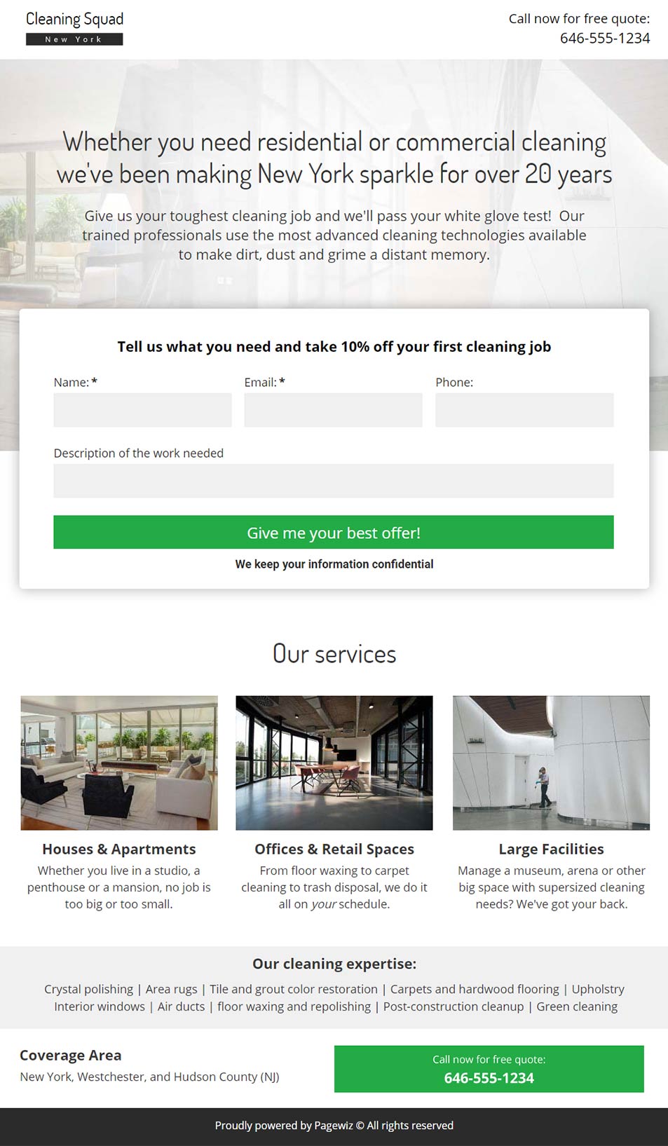 Landing page template: Clean Green