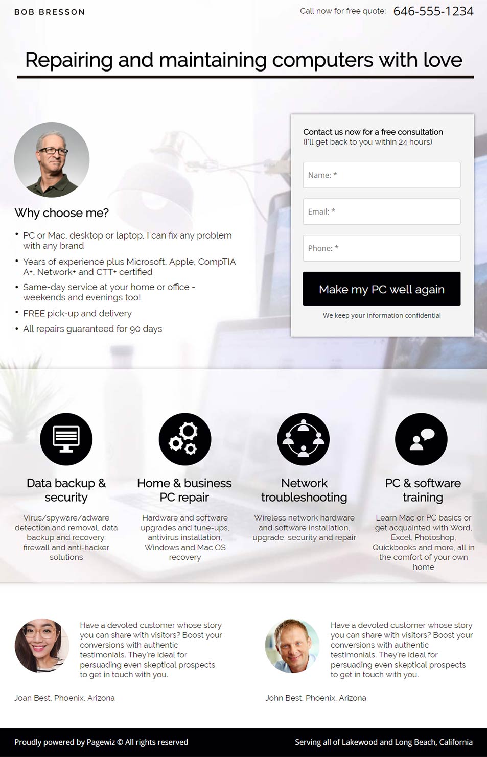 Landing page template: PC Repair
