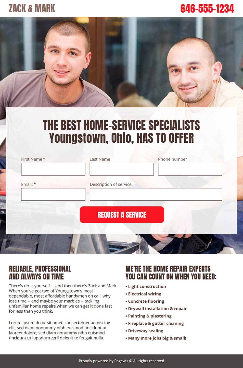 Landing page template: Handyperson