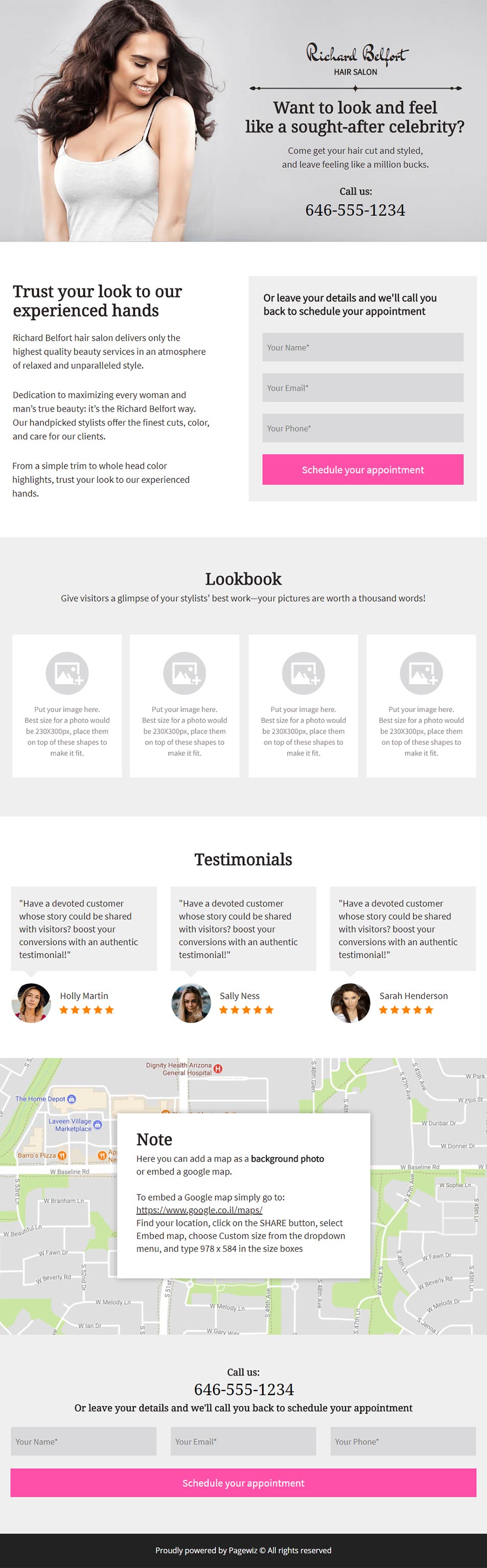 Landing page template: Hair salon