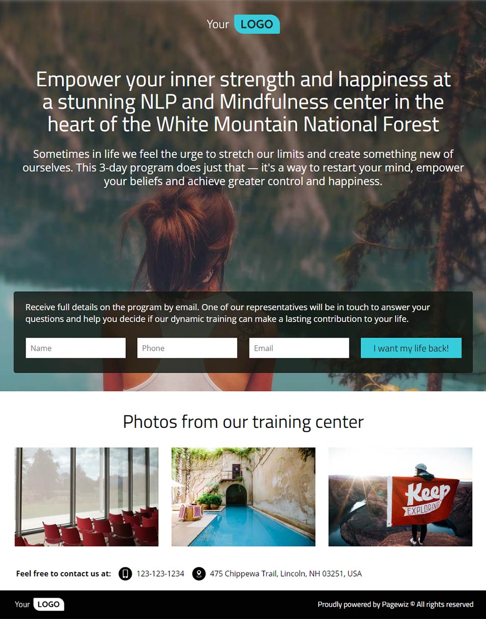 Landing page template: NLP therapy