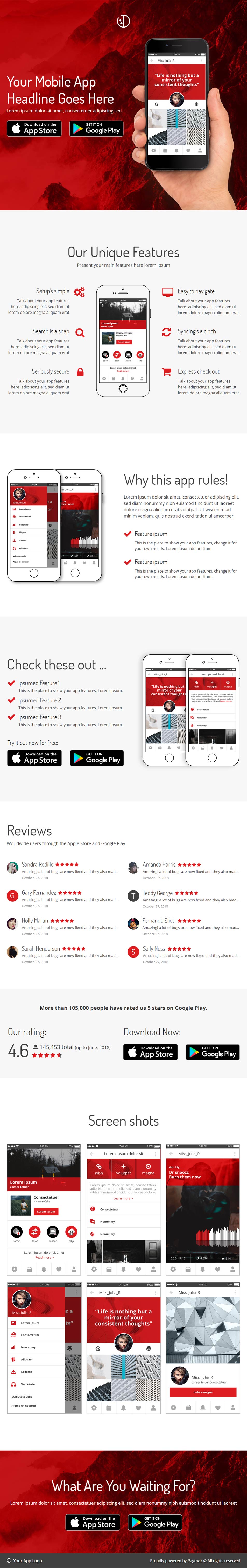 Landing page template: Keep blazing app 