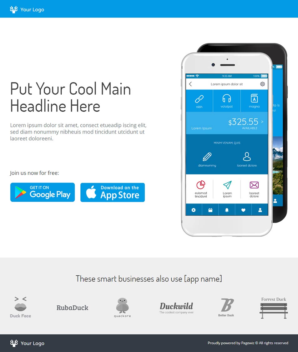Landing page template: Straightforward app lander