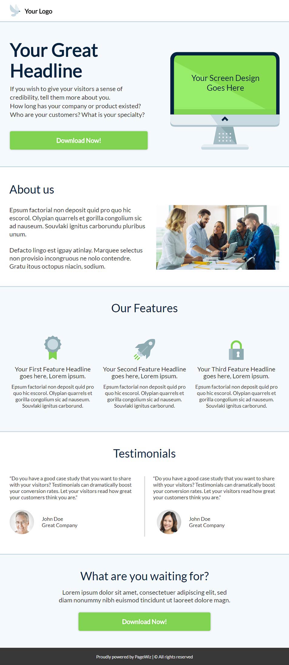 Landing page template: Clear bright sky