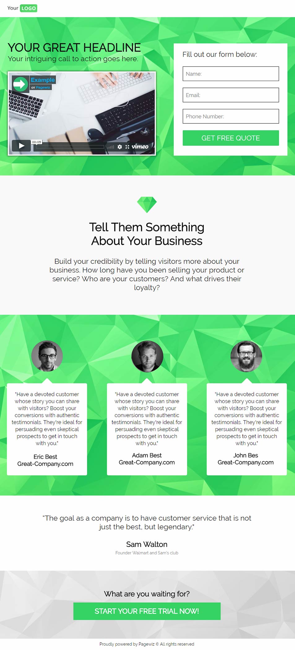 Landing page template: Emerald gem