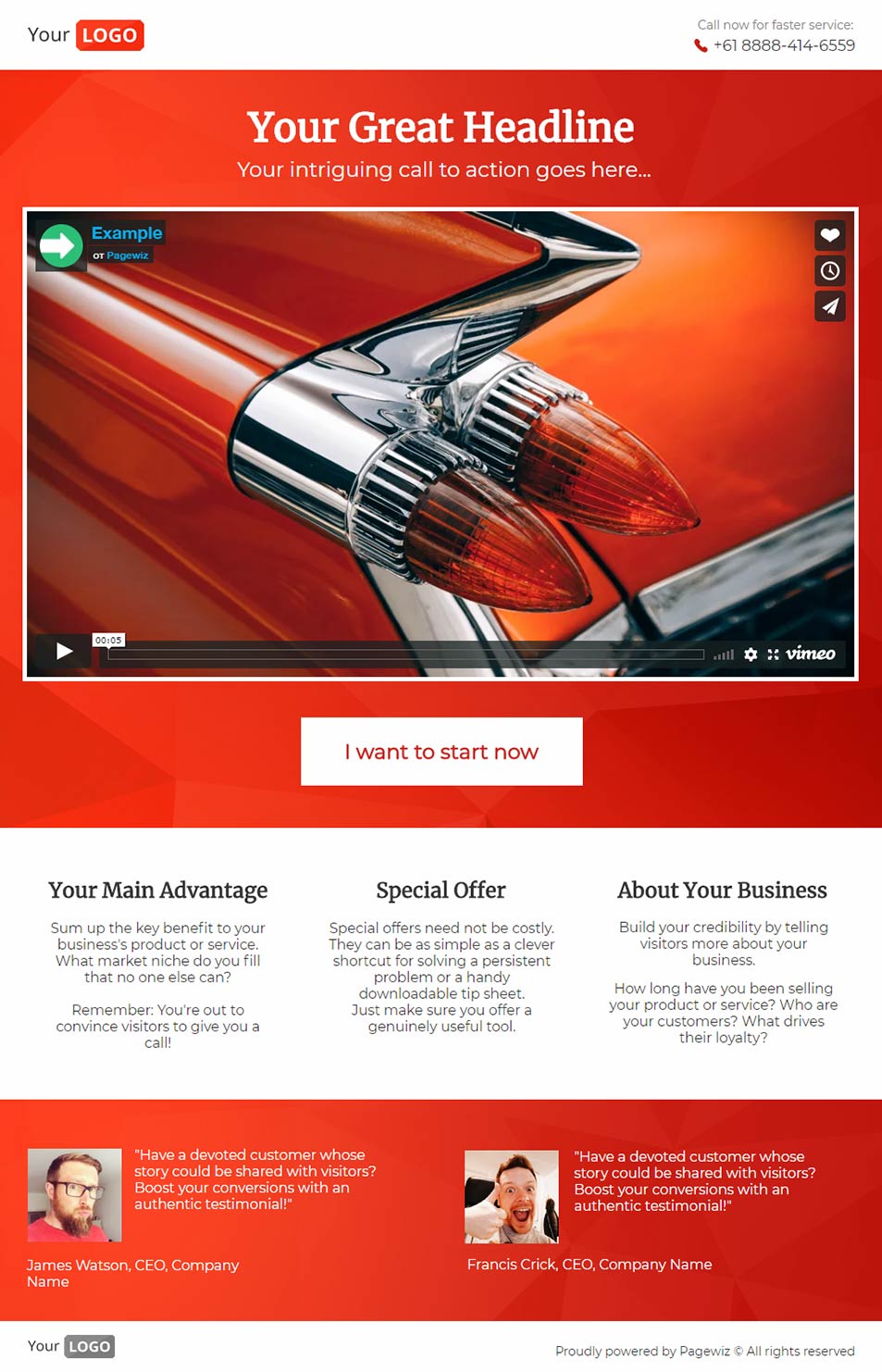 Landing page template: Orange fire