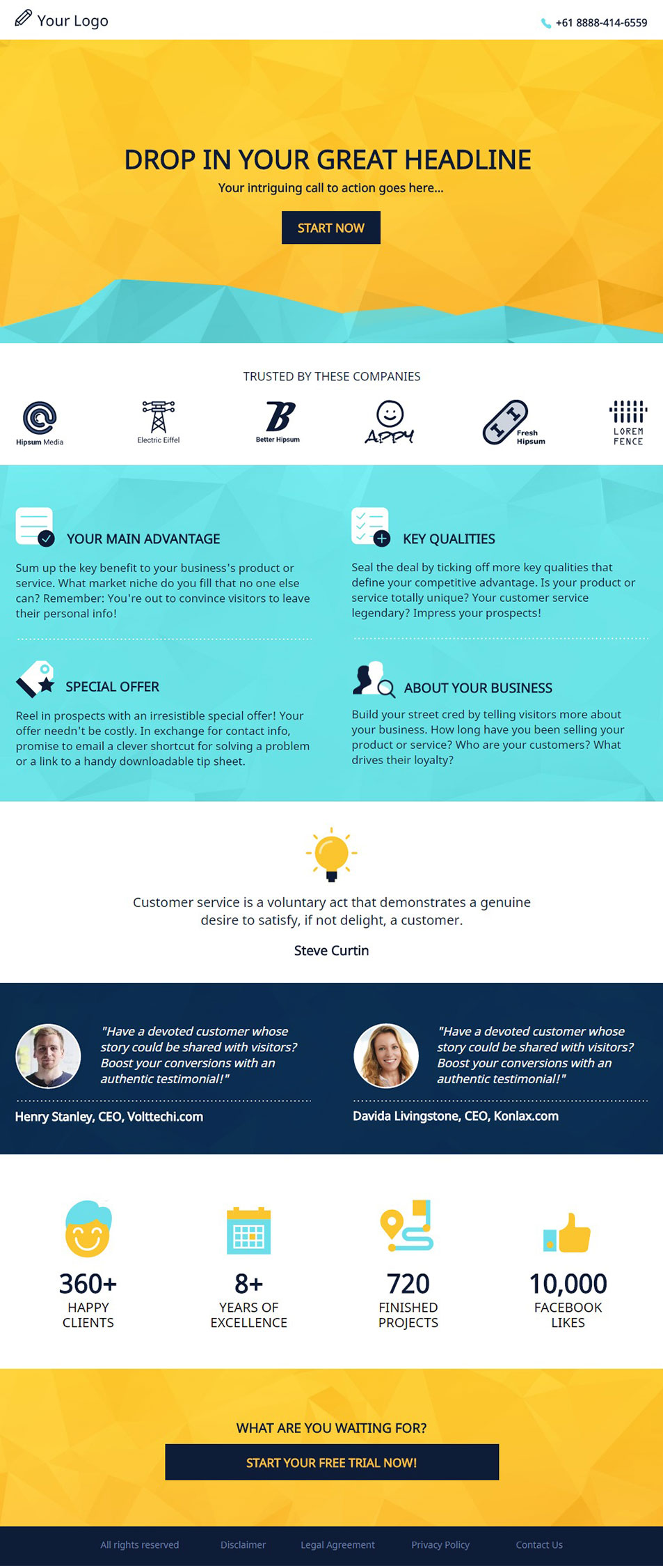 Landing page template: Turquoise mountains