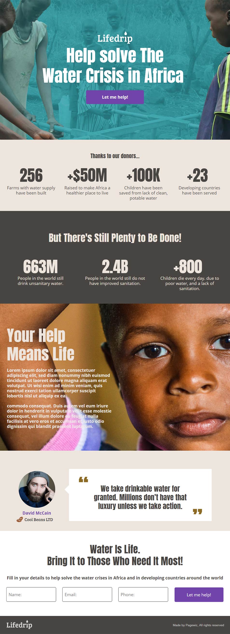 Landing page template: Clean water