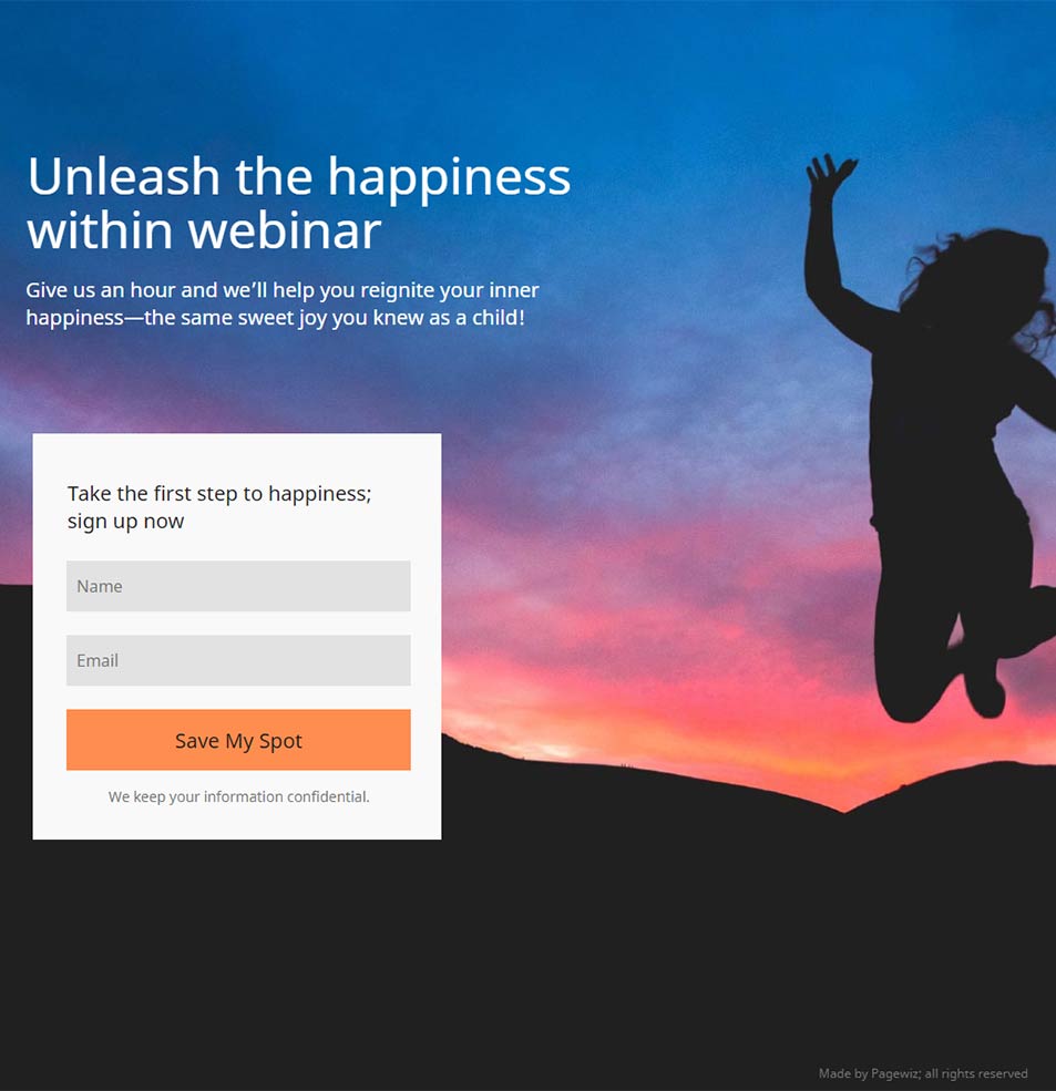 Landing page template: How to Get Happy