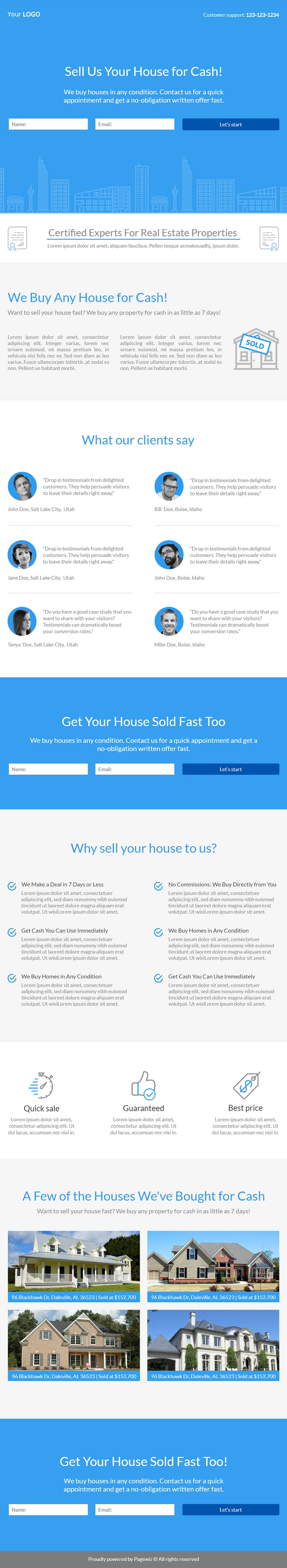 Landing page template: Azure real estate