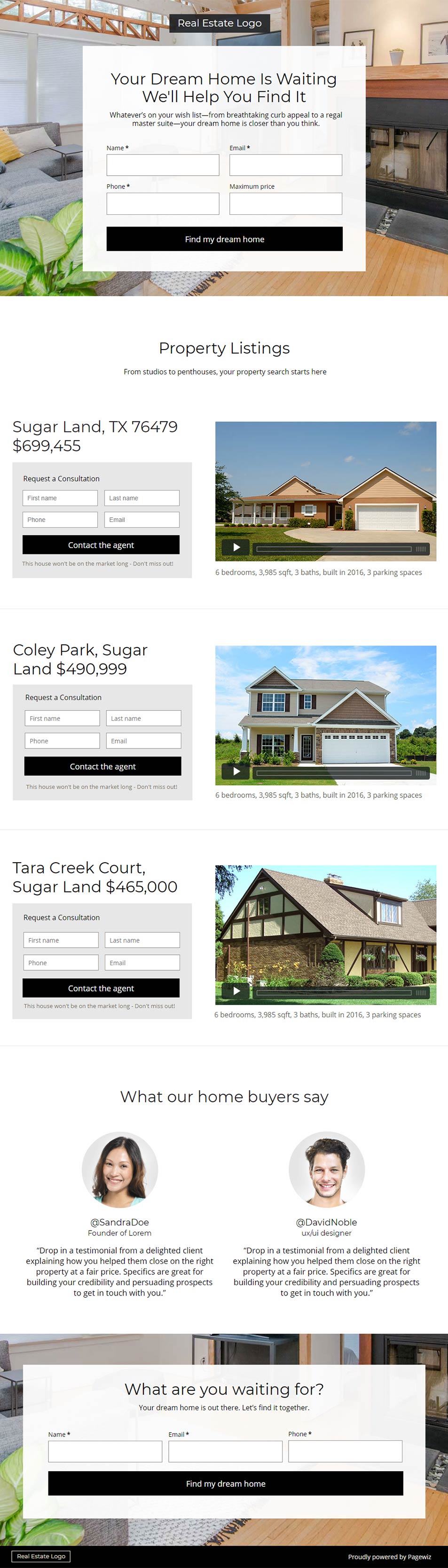 Landing page template: Multiply-forms