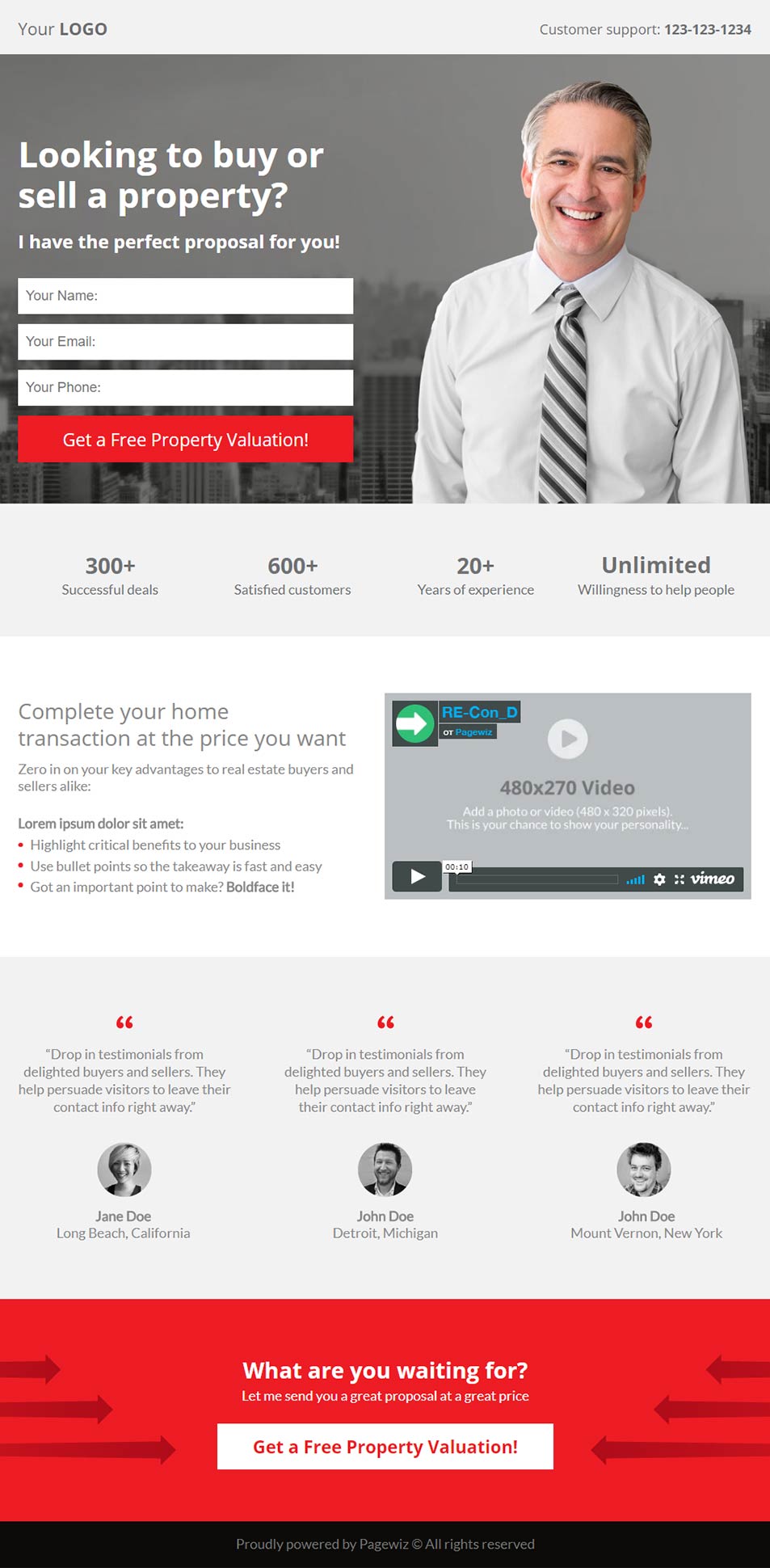 Landing page template: Consultant real estate